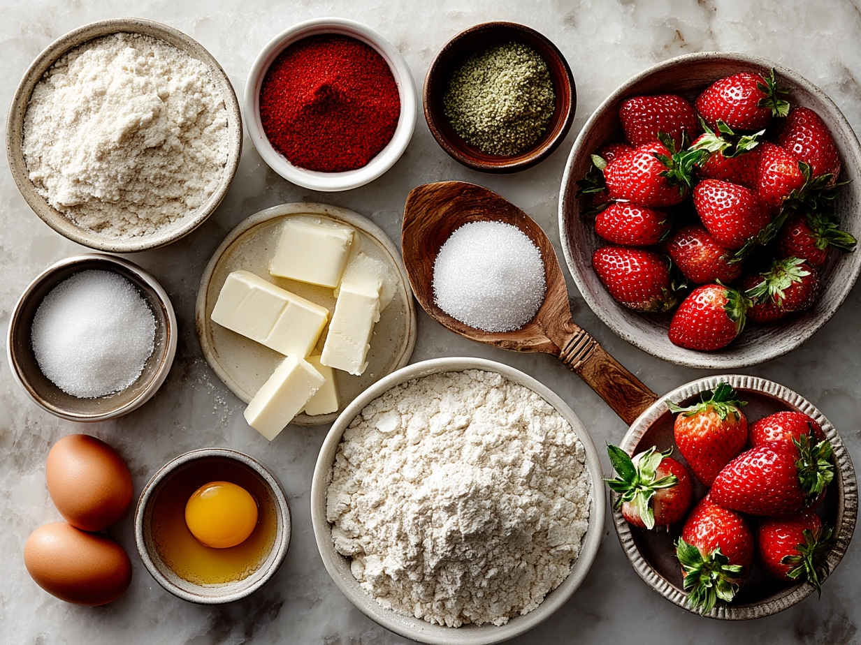 Ingredients for making Strawberry Shortcake Roll