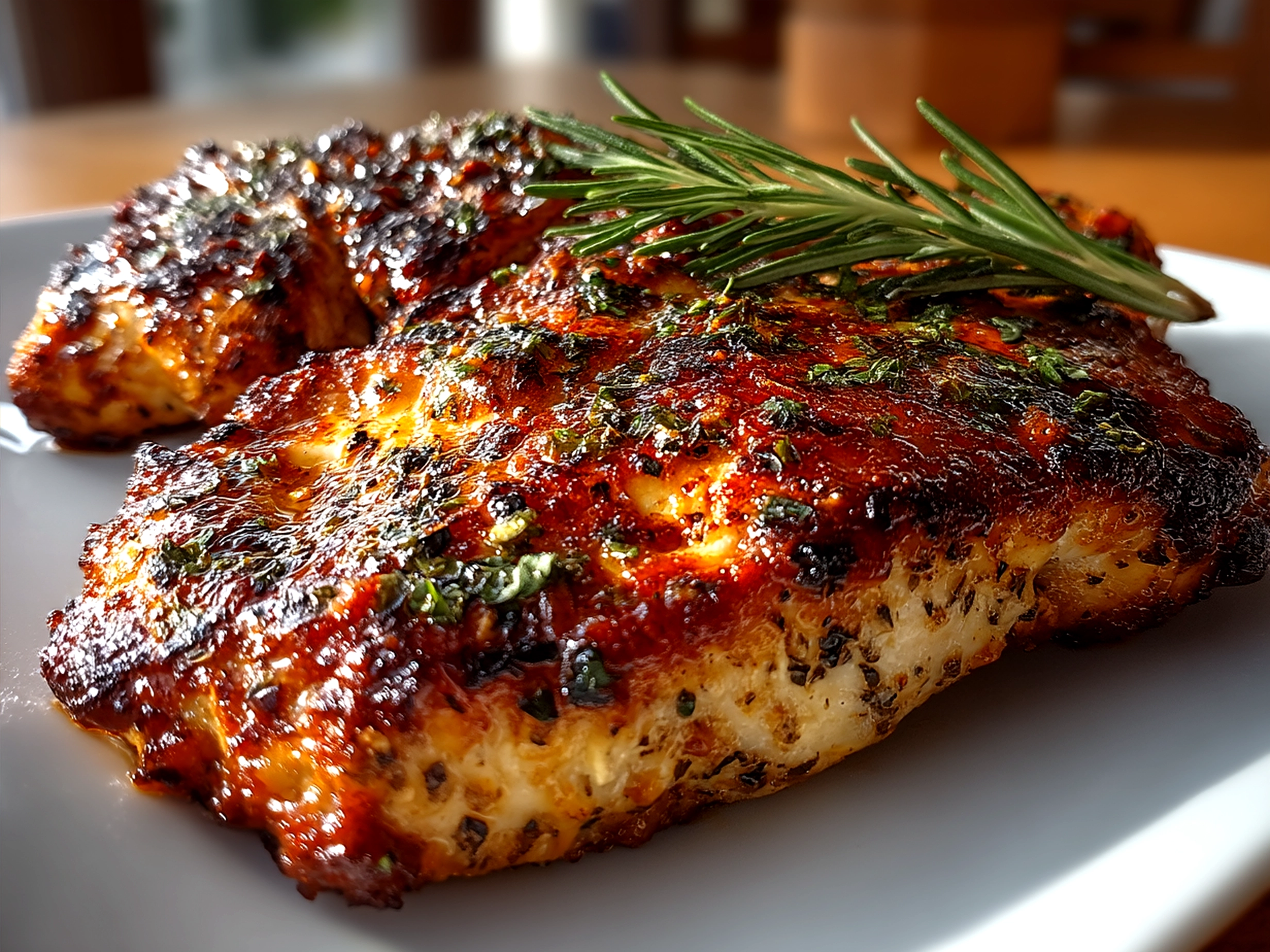 Sliced Air Fryer BBQ Chicken Breast served with colorful sides