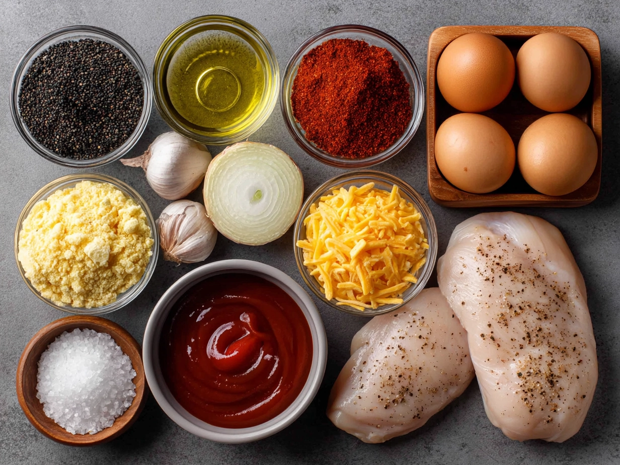 Ingredients for Air Fryer BBQ Chicken Breast laid out on a kitchen counter