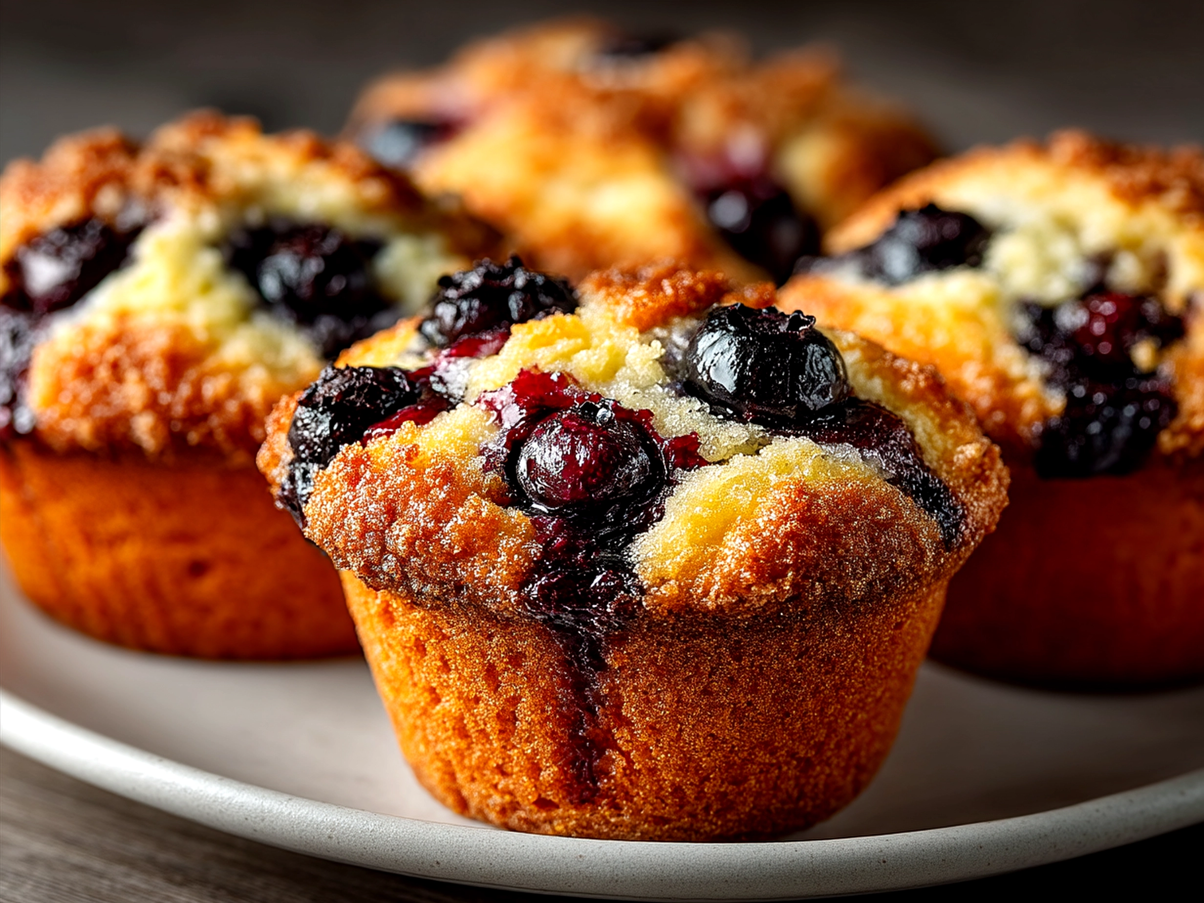 Freshly baked Bakery Blueberry Muffins ready to serve
