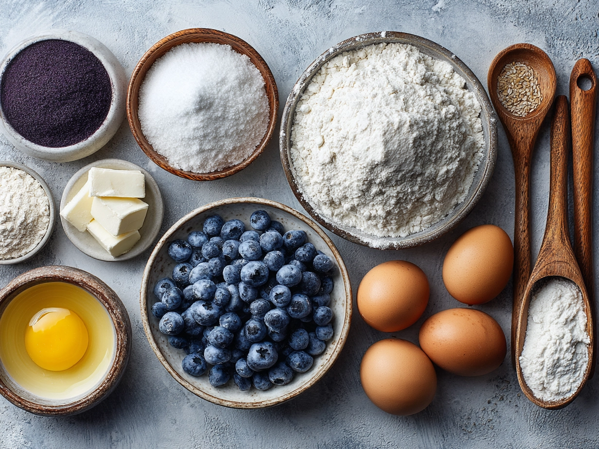 Ingredients for Bakery Blueberry Muffins