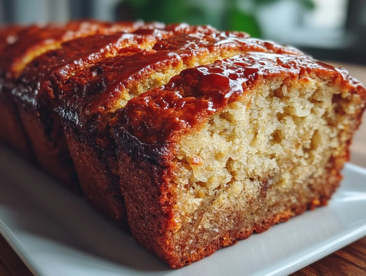 Slices of moist banana bread ready to serve