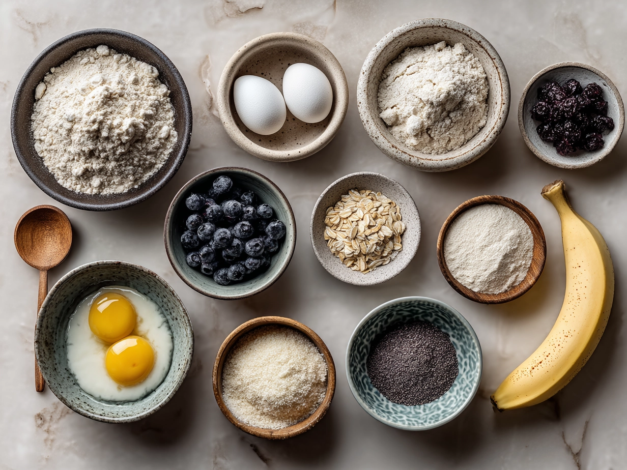 Ingredients for Banana Blueberry Muffins