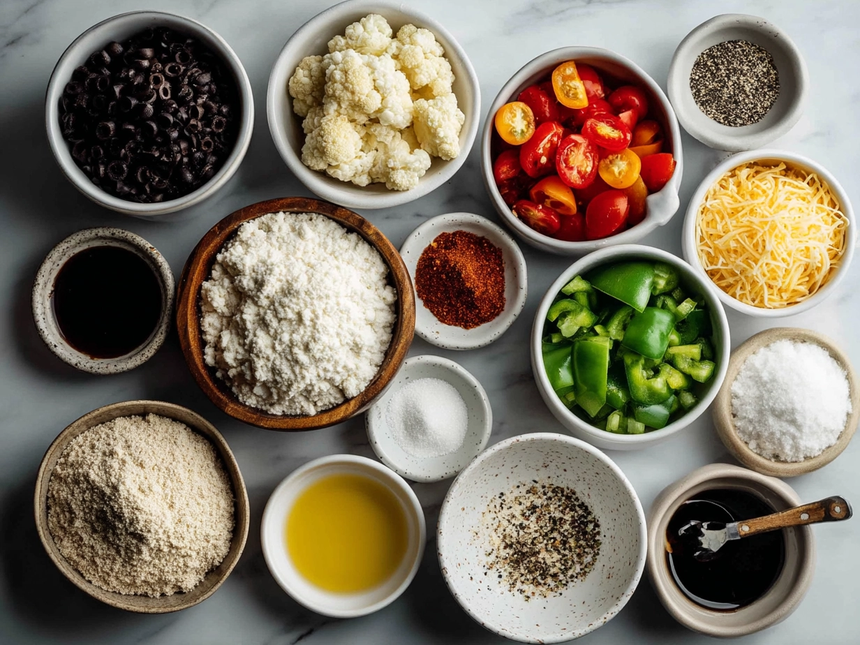 Ingredients laid out for Blackstone Crispy Camping Pizza