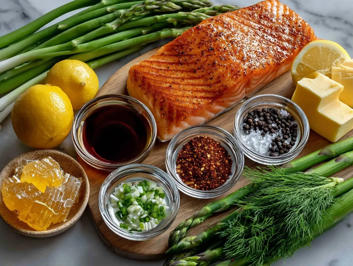 Ingredients laid out for Cajun Honey Butter Grilled Salmon
