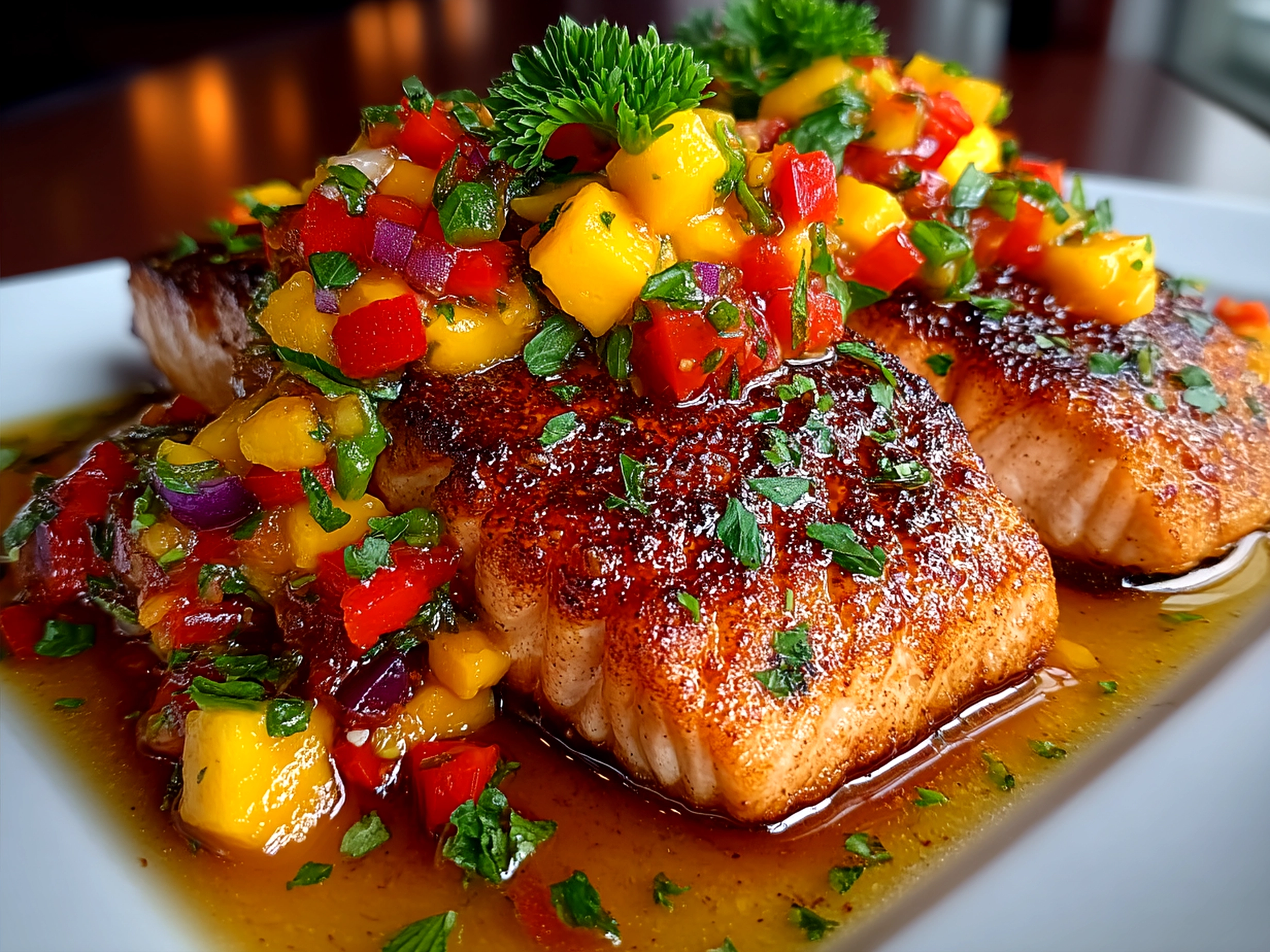 Cajun Salmon & Mango Salsa