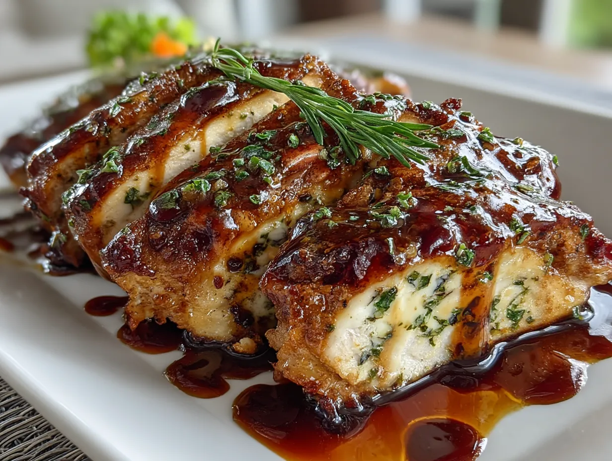 Served Cherry Balsamic Chicken with sides