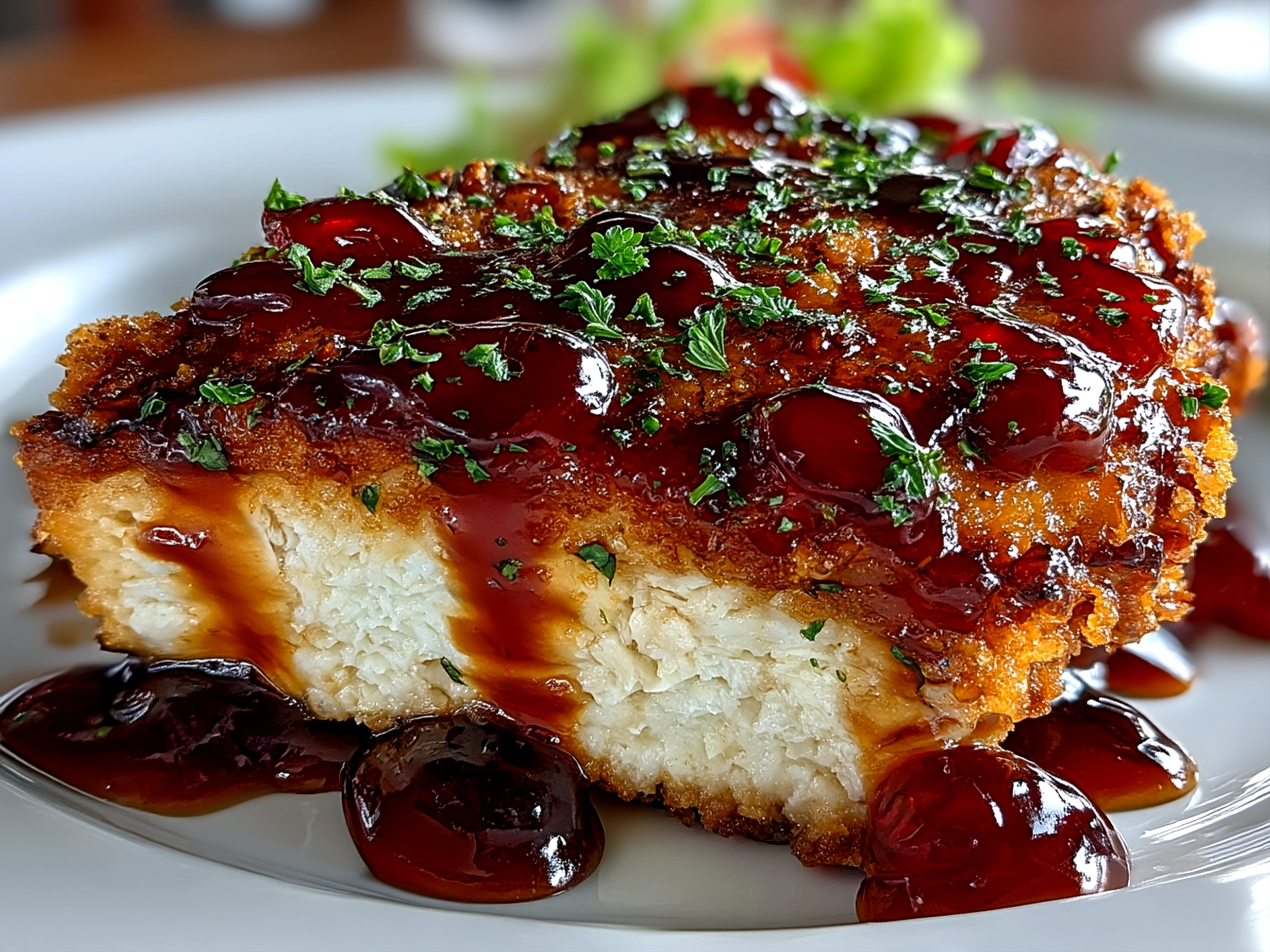 Cherry Dr Pepper Chicken served with sides