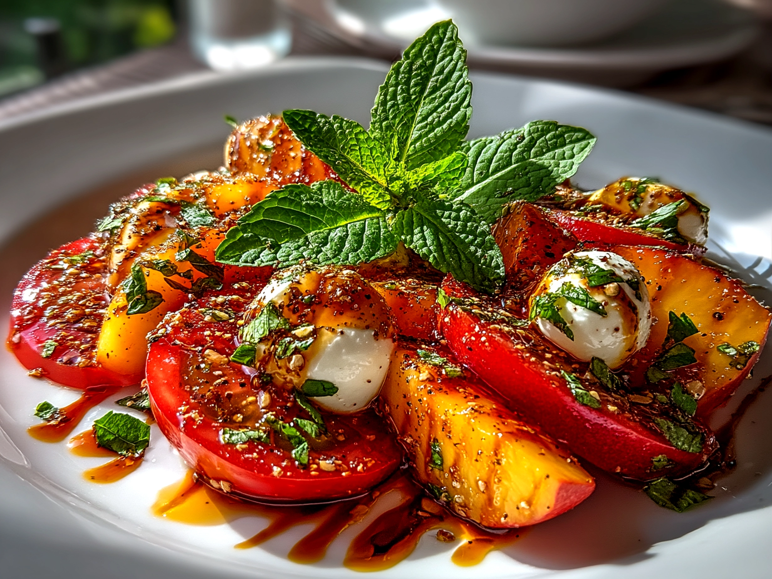 Chopped Peach Caprese Salad