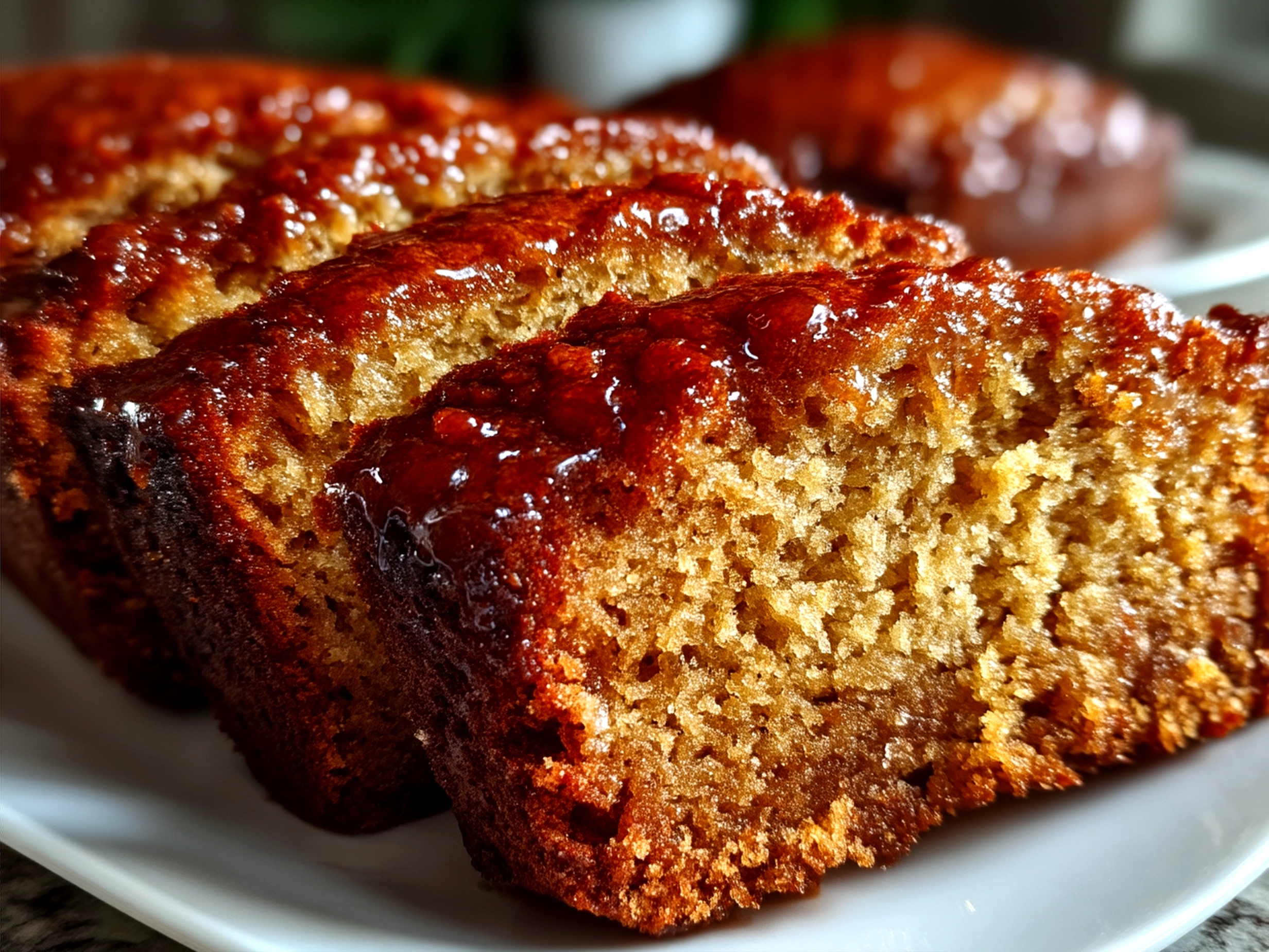 Slices of freshly baked Cinnamon Zucchini Bread served on a plate