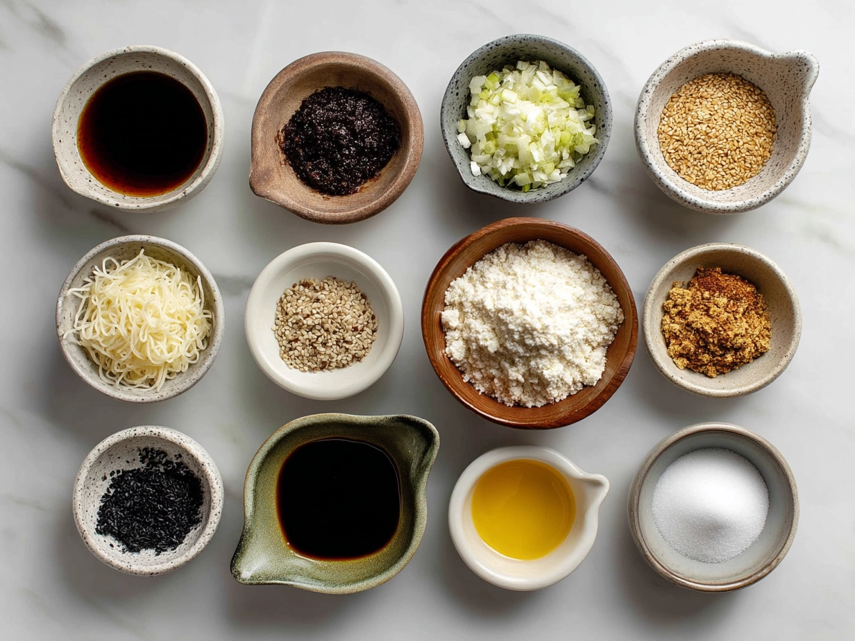 Ingredients for Cold Sesame Noodles including noodles, peanut butter, soy sauce and fresh vegetables