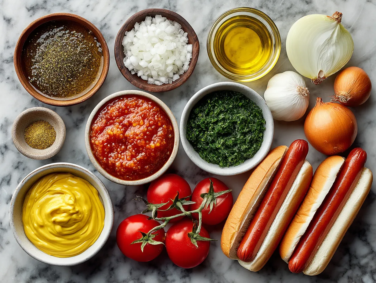Ingredients for making Coney Island hot dog sauce