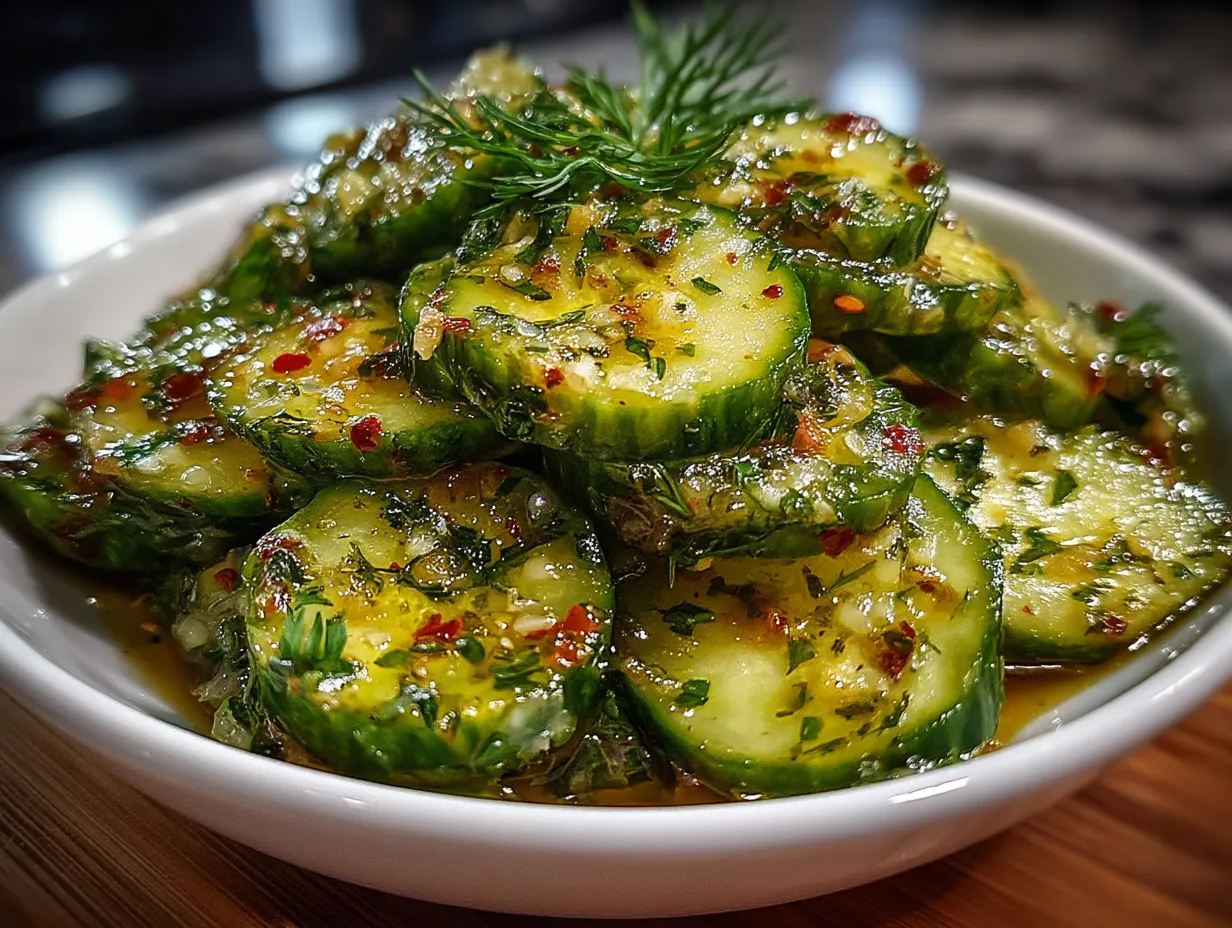 Dill Cucumber Salad served in a bowl ready to eat