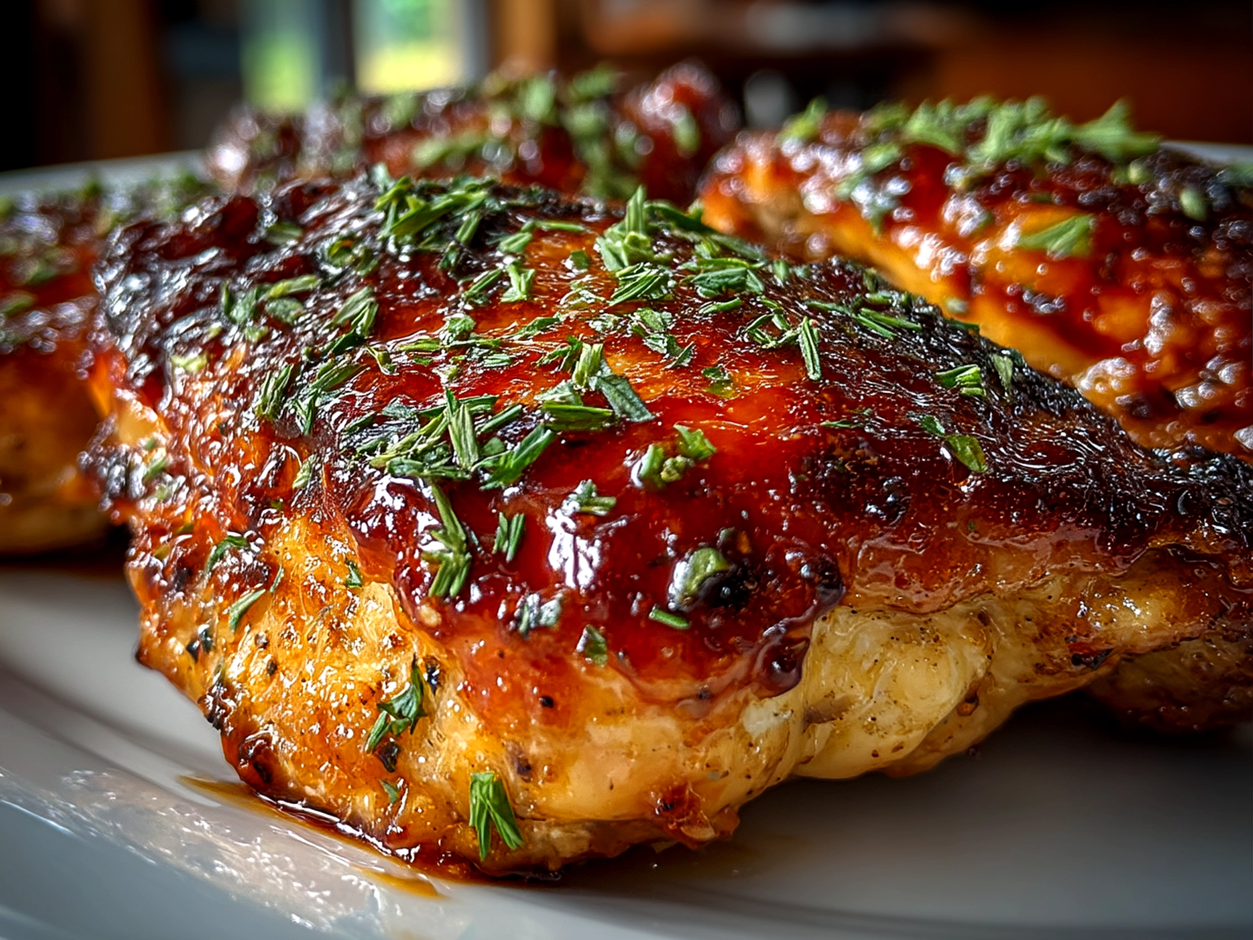Serving Family Favorite Easy Juicy BBQ Chicken on a platter
