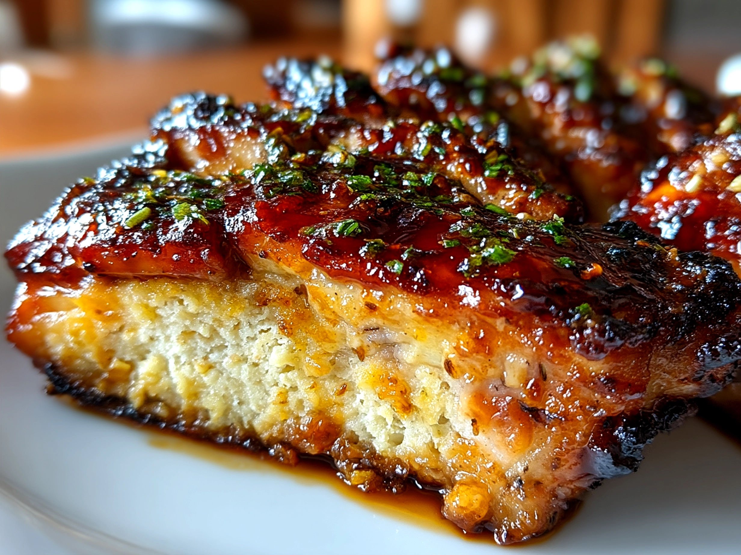 Served Hawaiian BBQ Chicken with grilled pineapple slices and rice on a plate