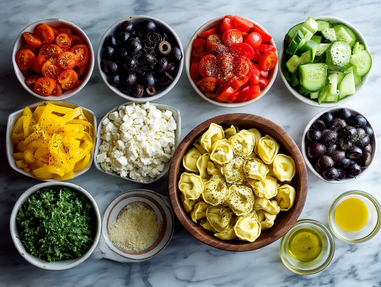Ingredients for Italian Tortellini Pasta Salad
