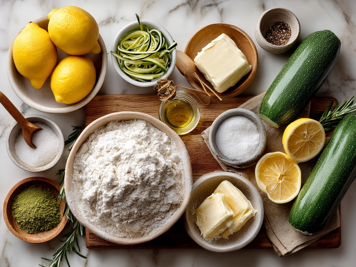 Ingredients for lemon zucchini bread ready to be mixed