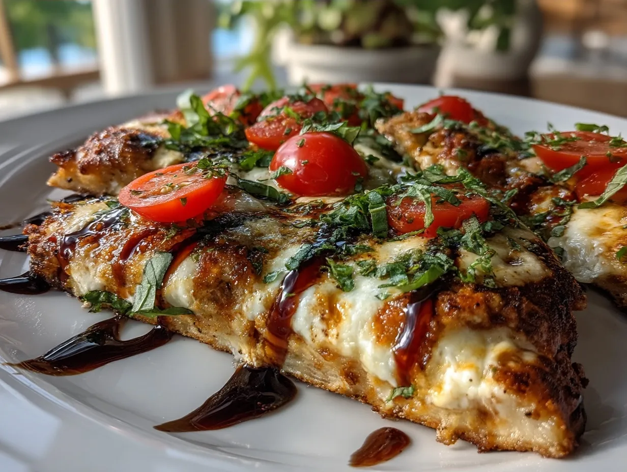 Serving Ideas for Margherita Grilled Pizza - fresh basil topping and melted mozzarella