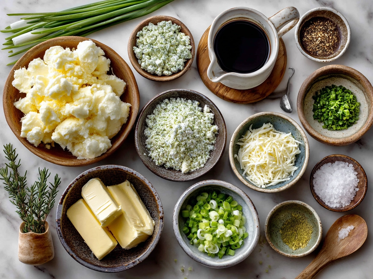 Ingredients for Memorial Day side dishes including potatoes, fresh vegetables, herbs, and spices