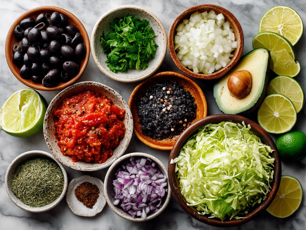 Ingredients for Mexican Chopped Salad laid out on a countertop