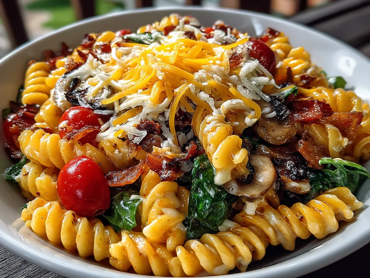 Serving Mexican Pasta Salad garnished with fresh cilantro and lime wedge