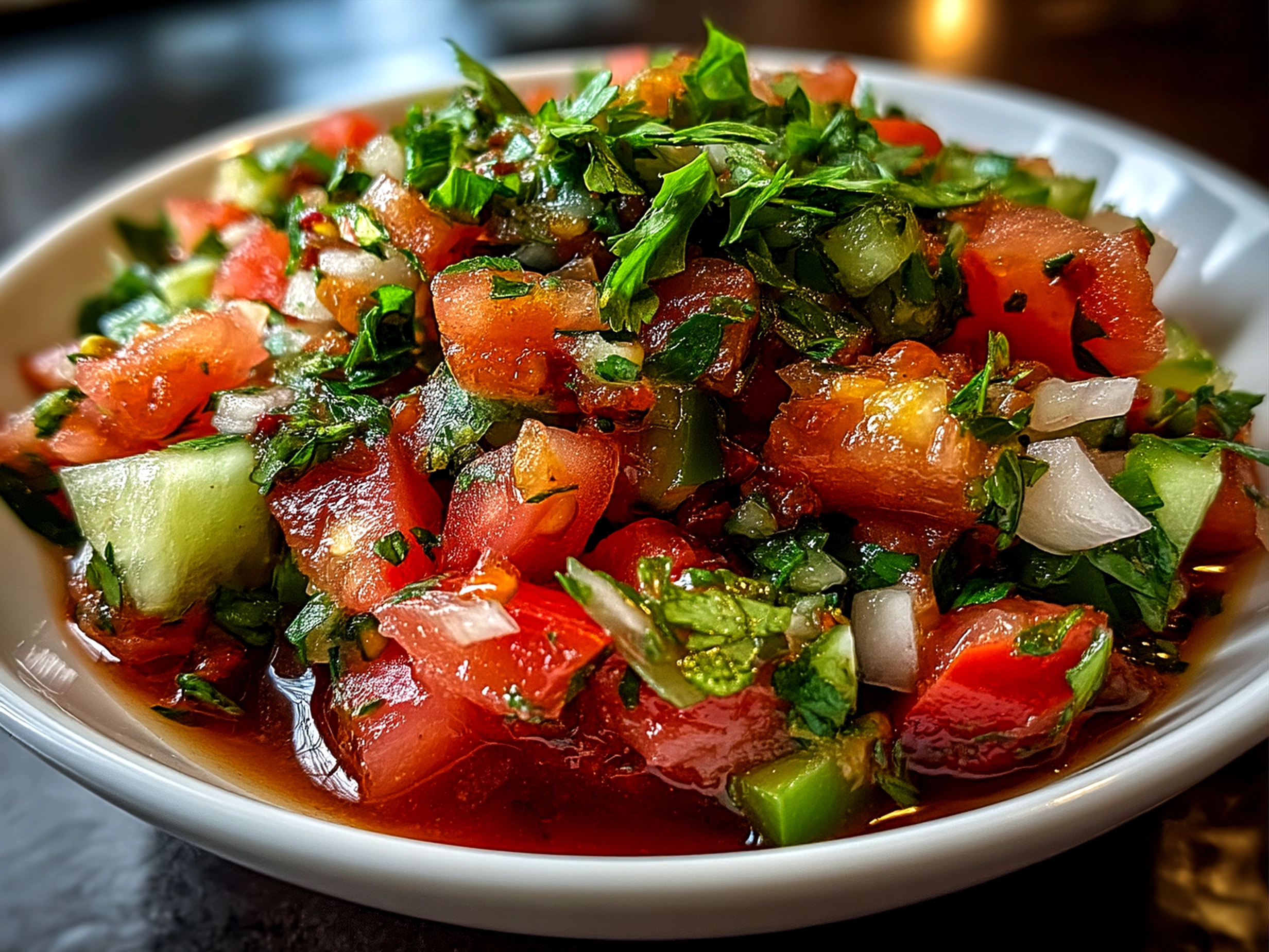 Freshly made Pico de Gallo served with chips and tacos