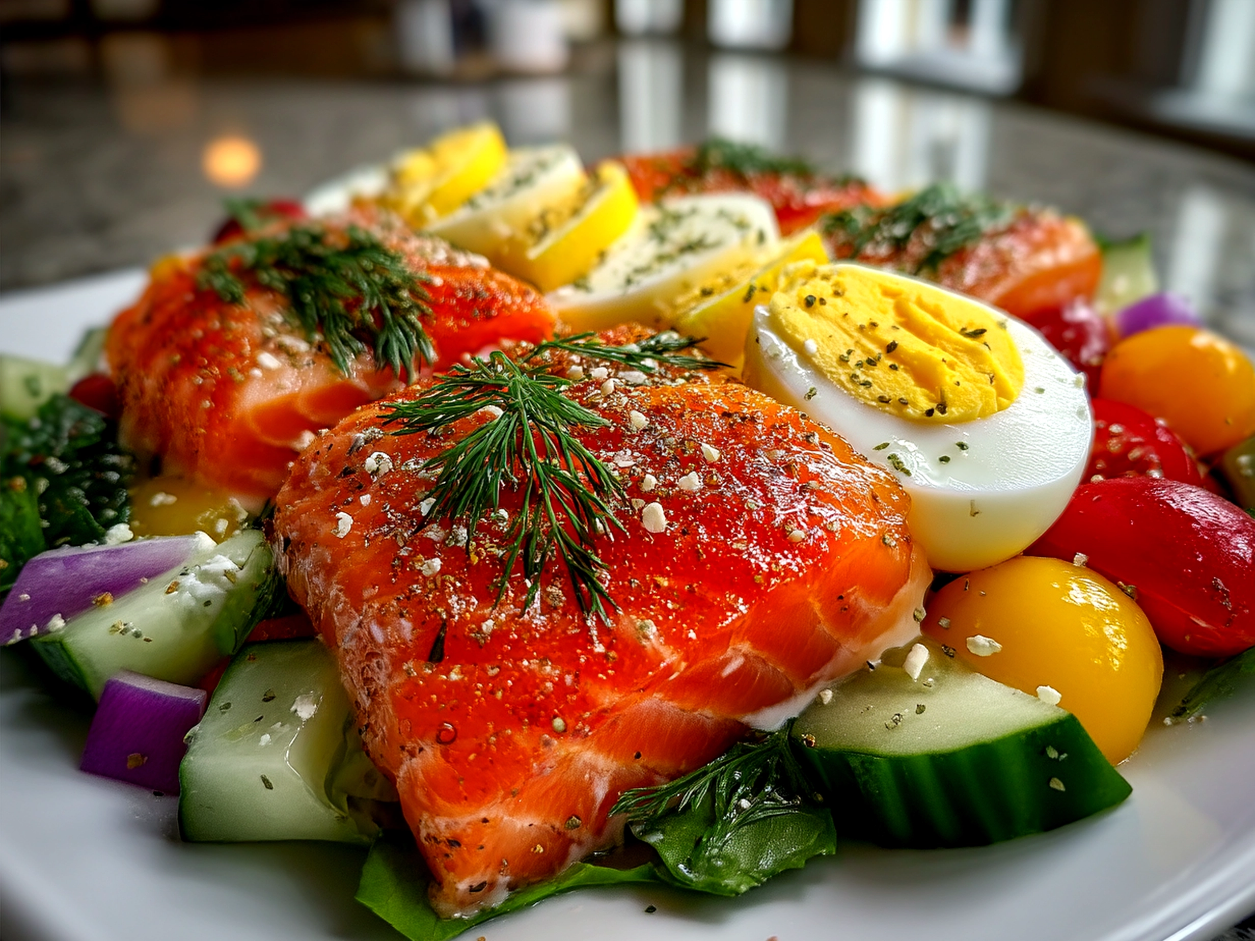Salmon Cobb Salad with Lemon Dill