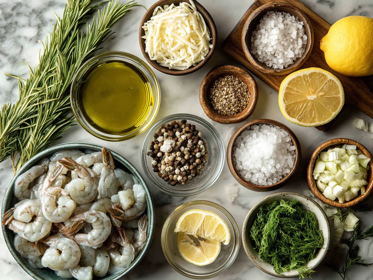 Ingredients for Shrimp Louie Salad displayed on a table