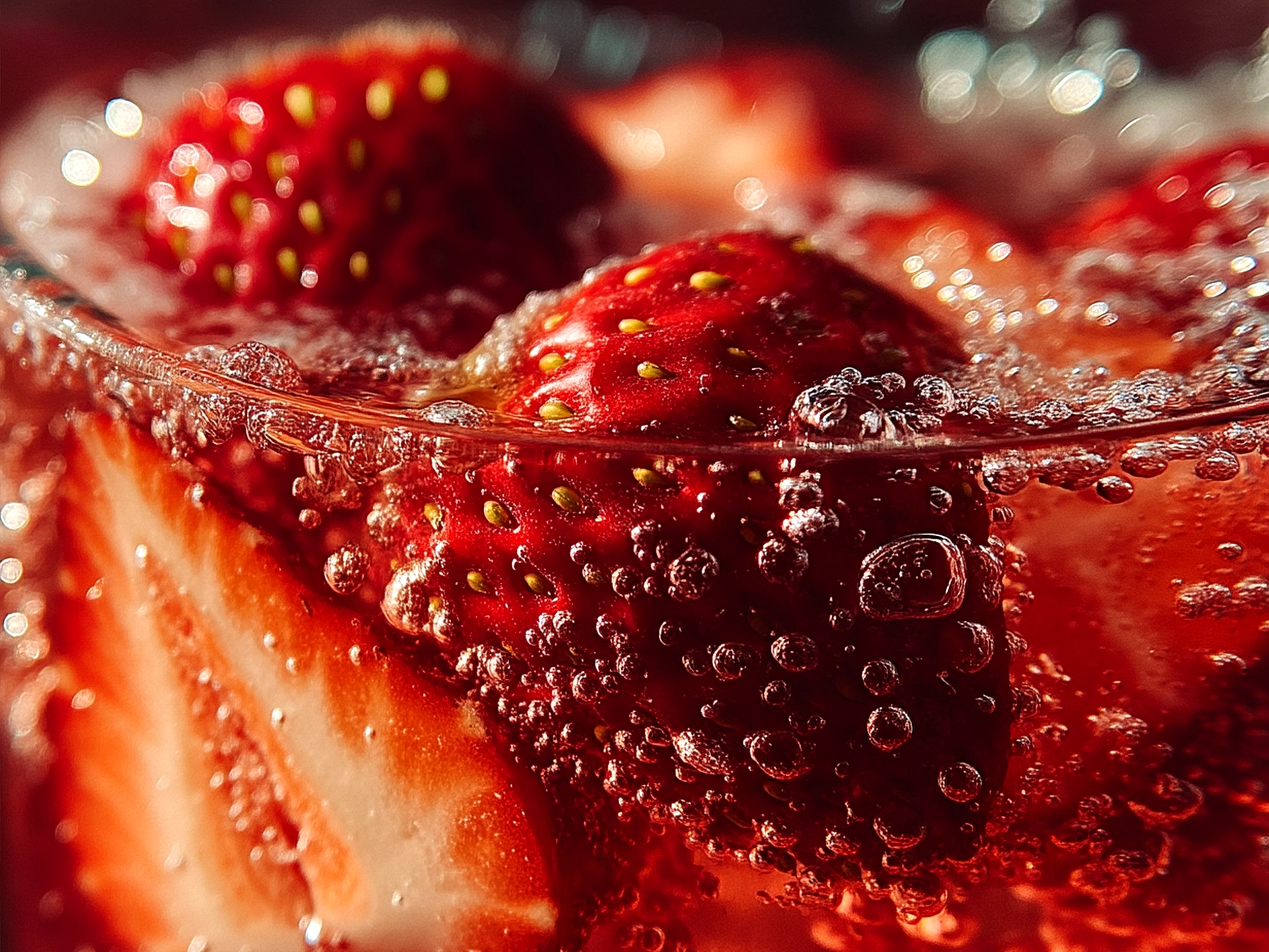 A glass of sparkling strawberry lemonade garnished with fresh mint and lemon slice