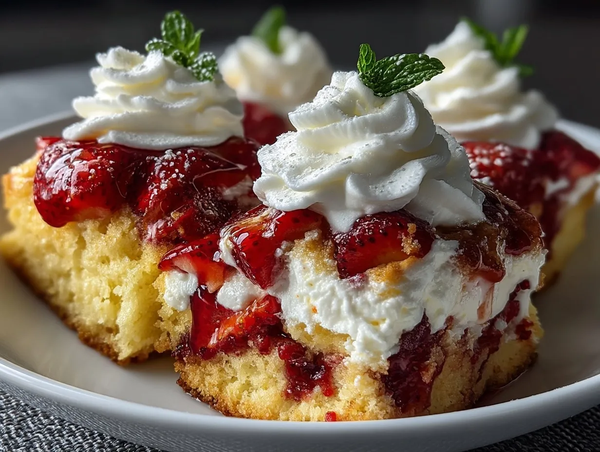 Beautifully layered strawberry shortcake cups served in glasses