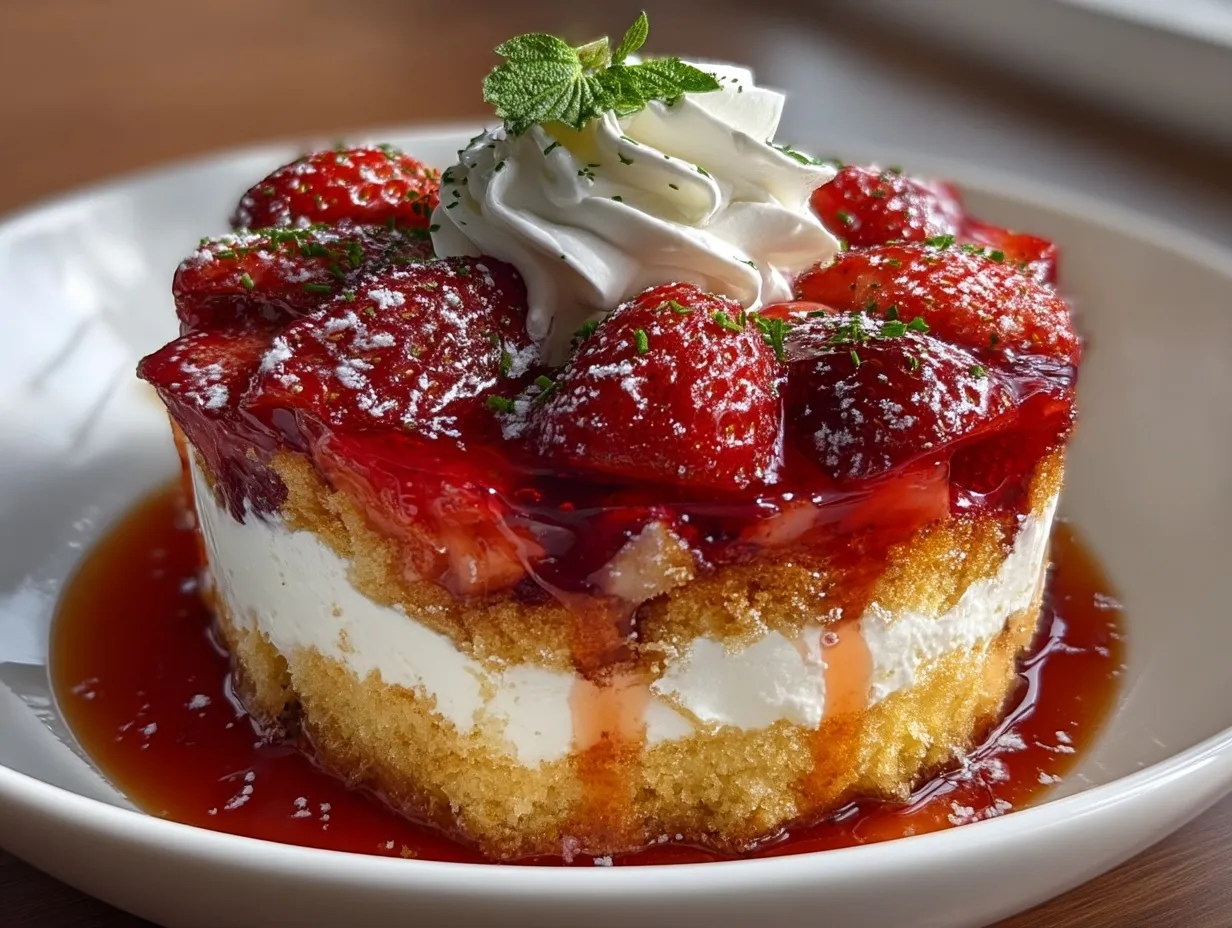 Strawberry Shortcake Trifle served beautifully