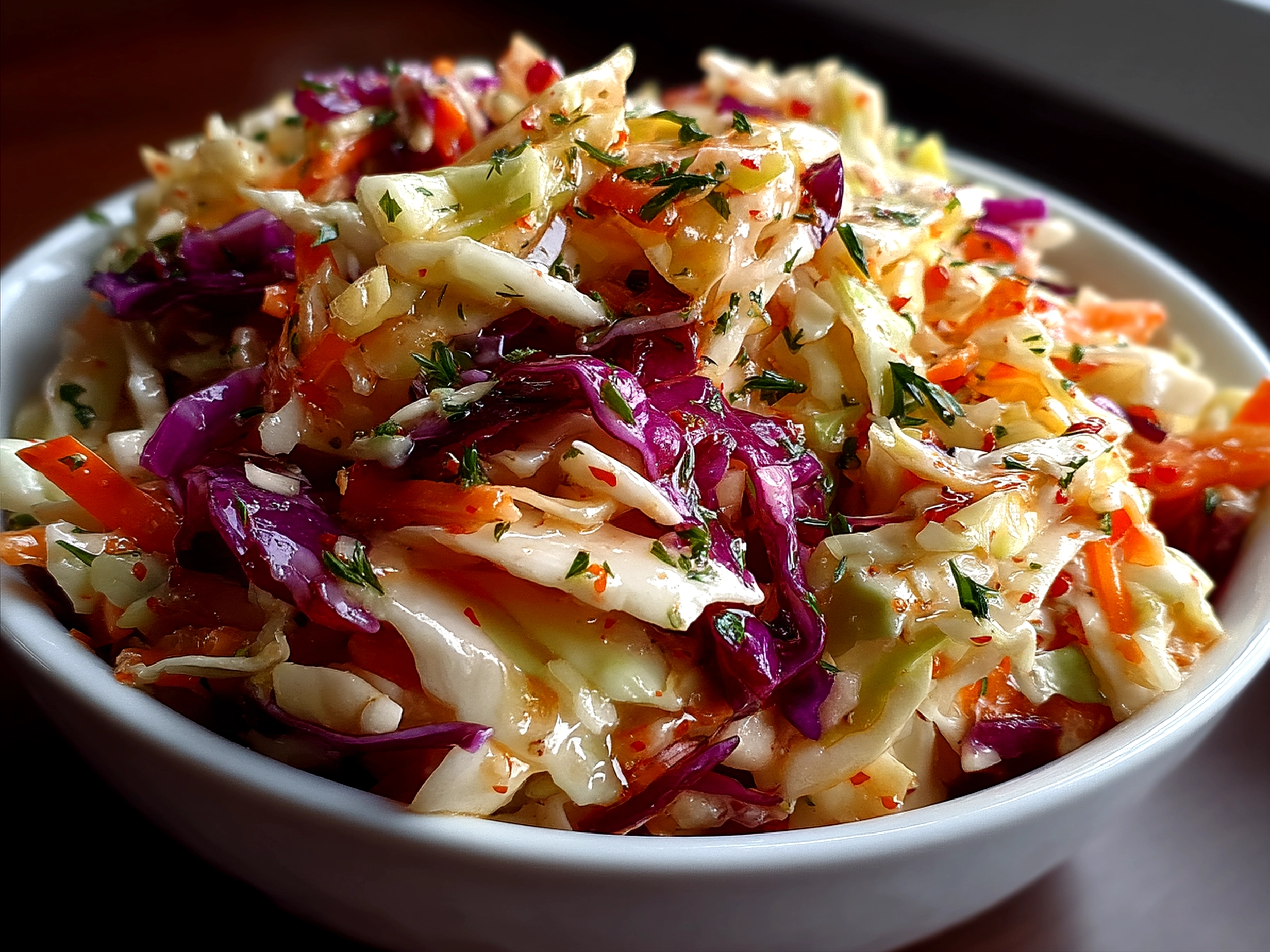 Serving Tangy Vinegar Coleslaw