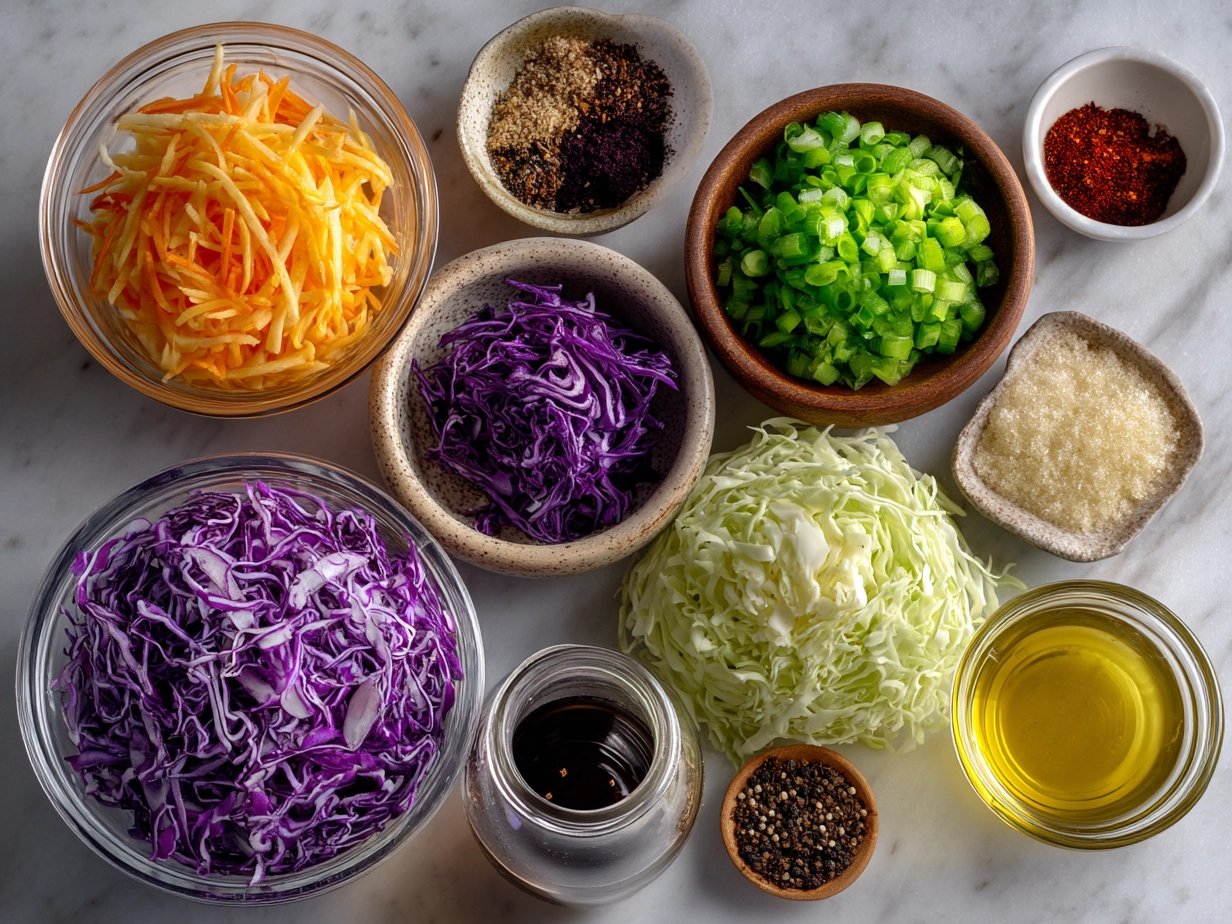 Ingredients for Tangy Vinegar Coleslaw
