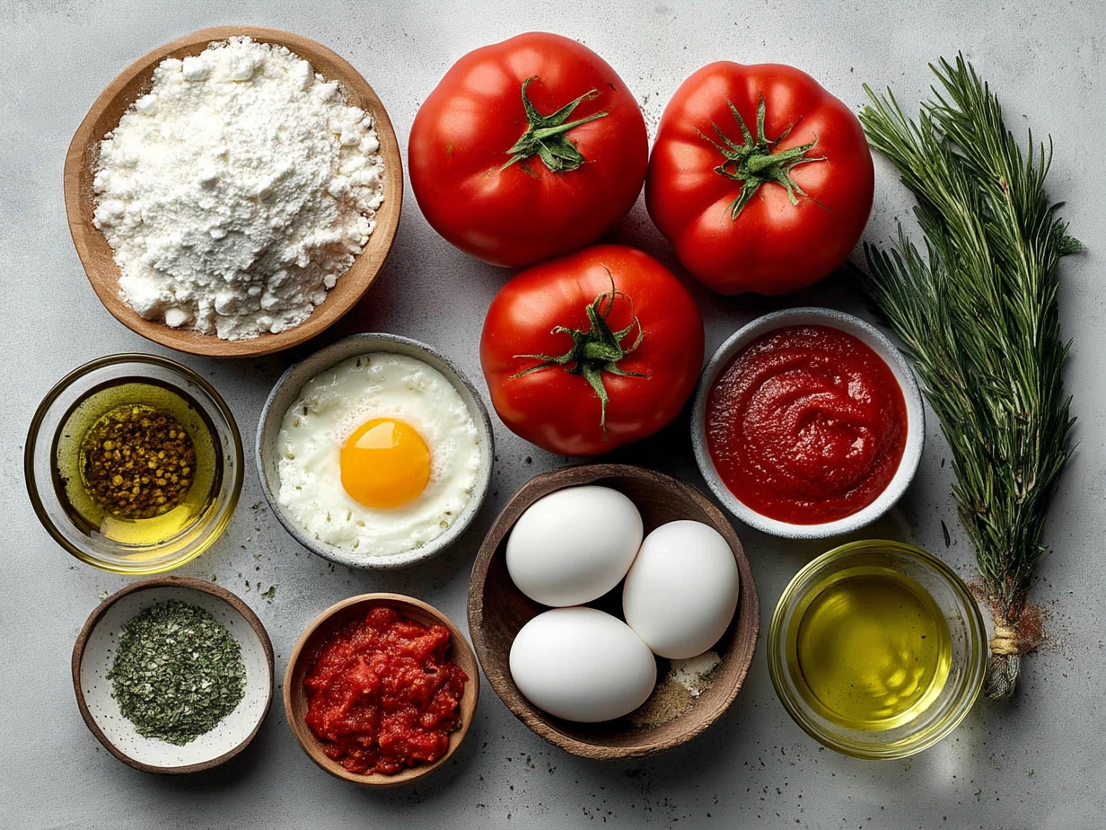Fresh tomatoes, pie crust, and cheese ingredients for making tomato pie