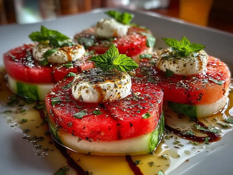 Watermelon Caprese salad