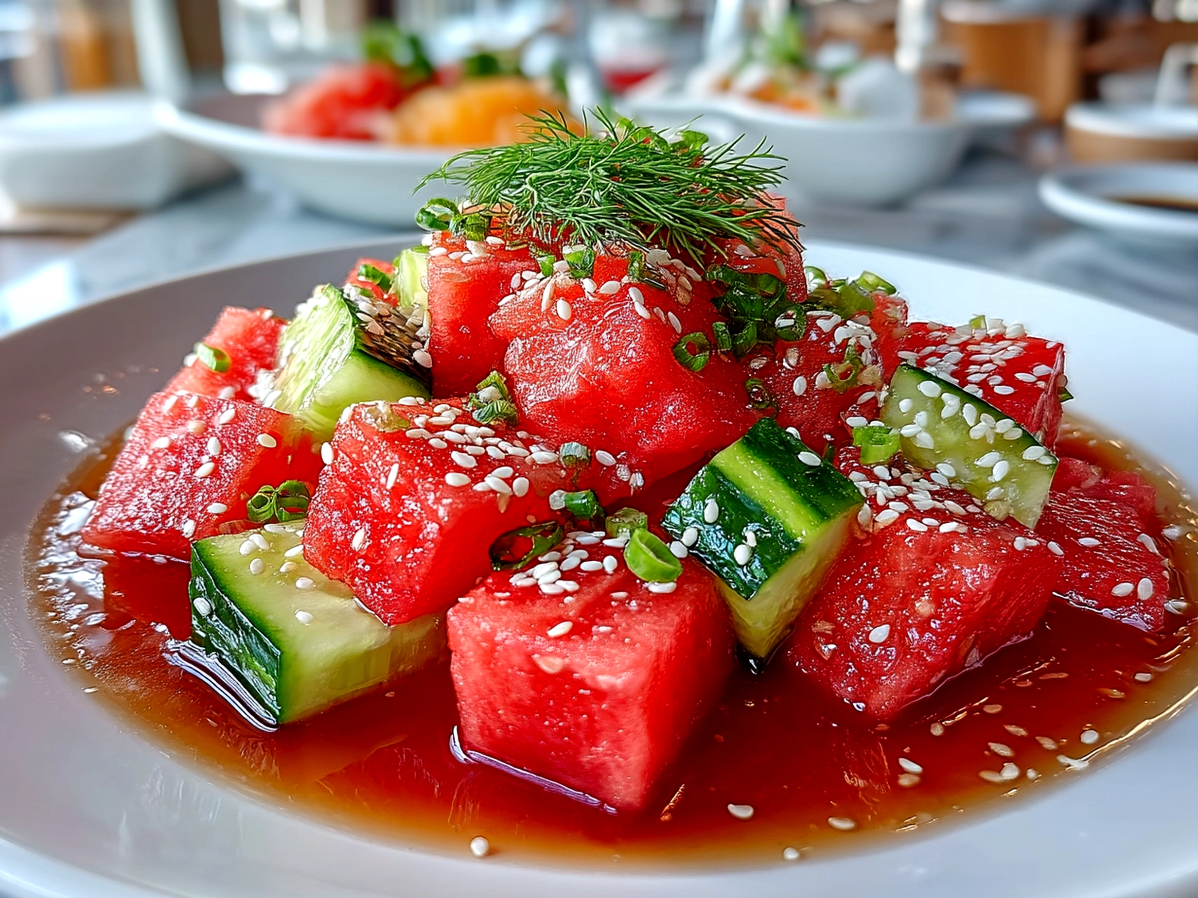 Watermelon and Cucumber Summer Salad