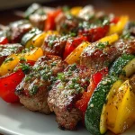 Beef Kabobs with Bell Peppers & Zucchini