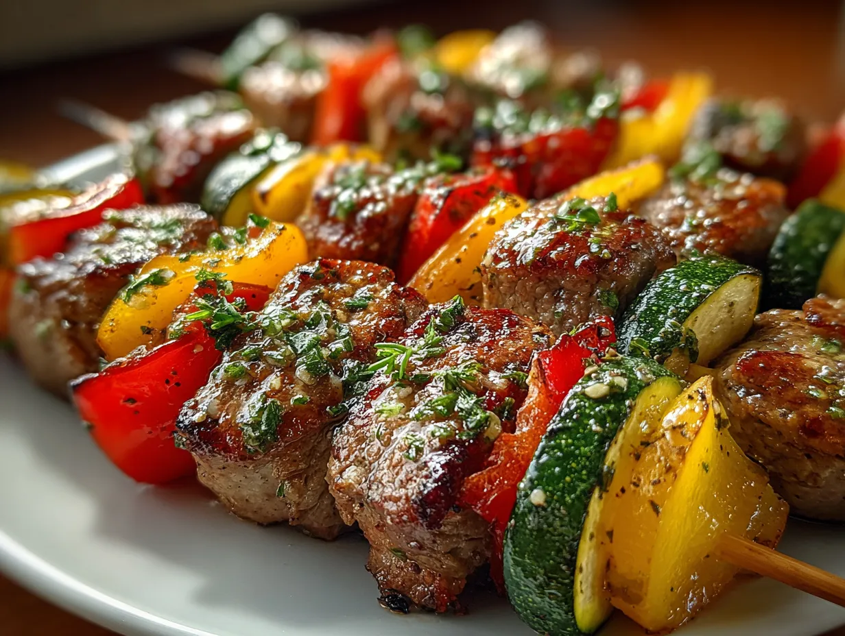 Beef Kabobs with Bell Peppers & Zucchini