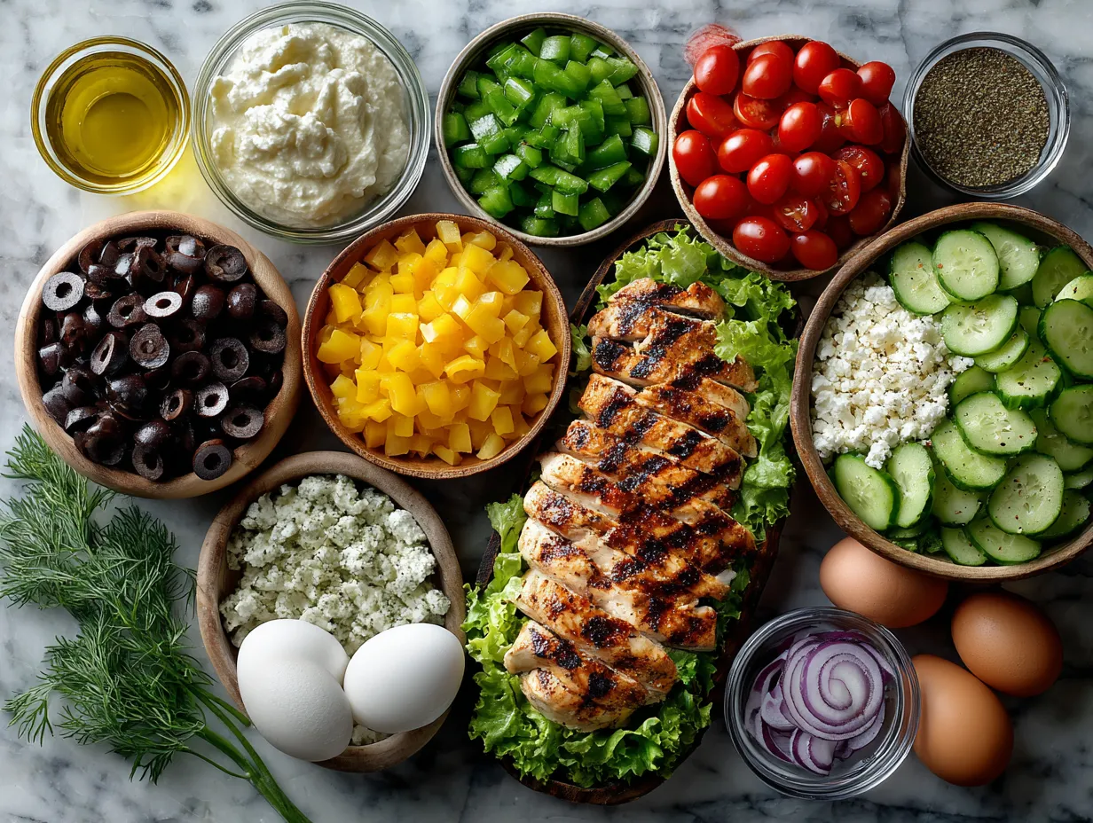 Ingredients for Grilled Buffalo Chicken Salad