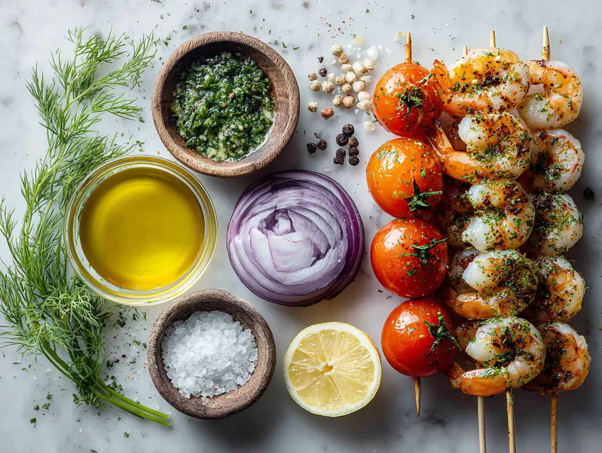 Ingredients for Grilled Garlic Herb Shrimp Skewers