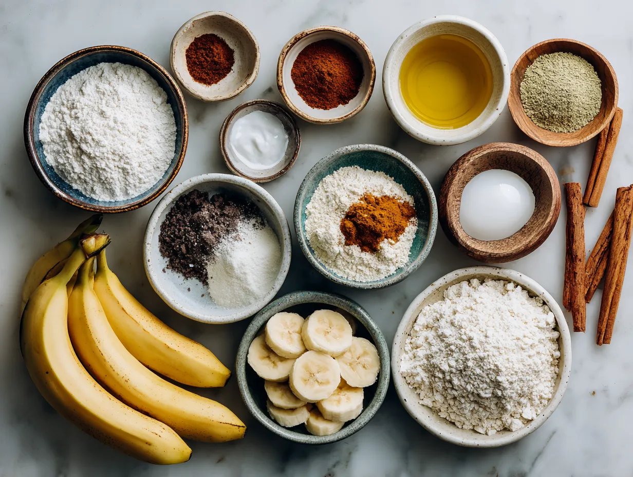 Ingredients for Paleo Coconut Flour Banana Bread