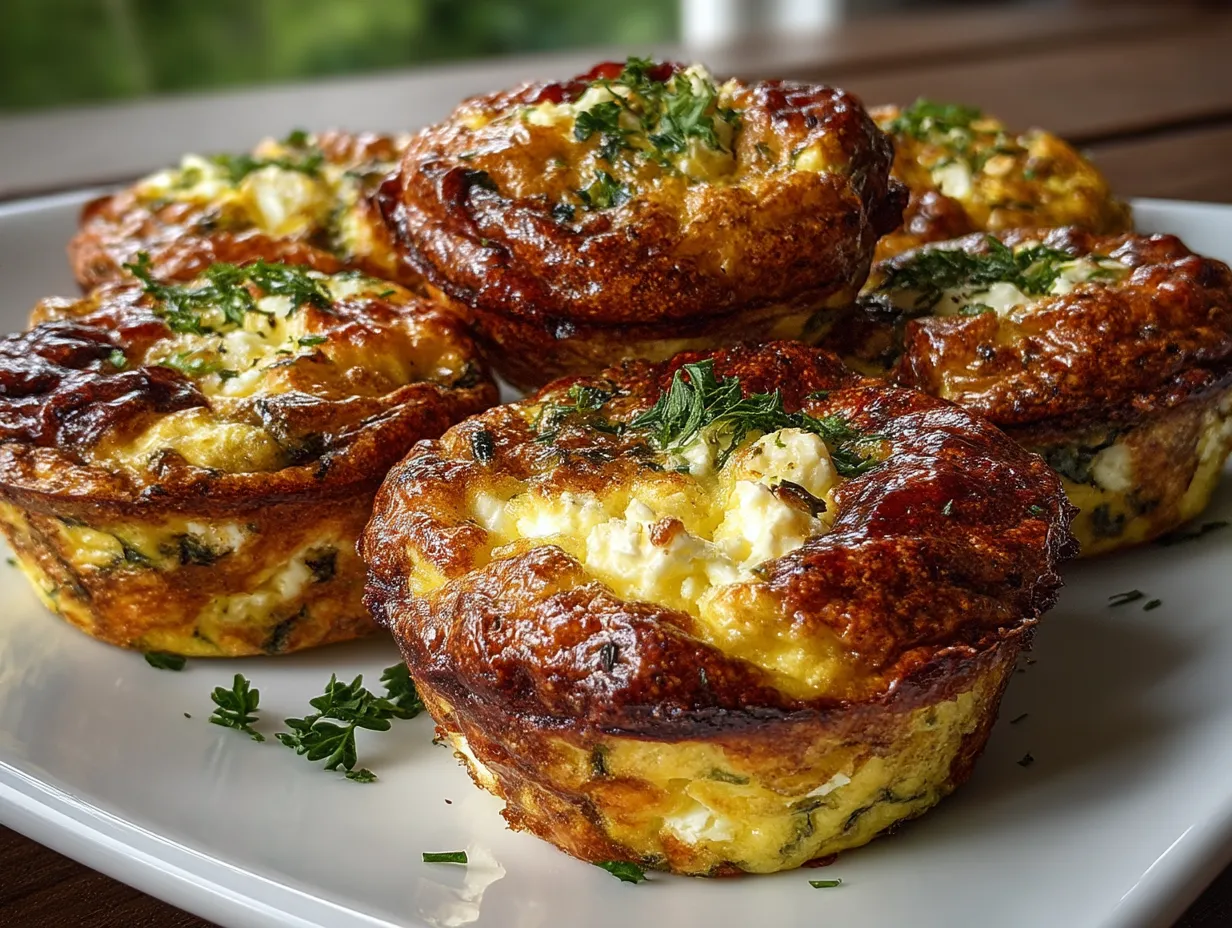 Serving Savory Zucchini and Feta Egg Bites with fresh salad